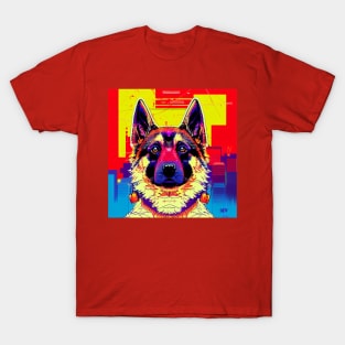 Awesome German Shepherd as 80's Anime T-Shirt